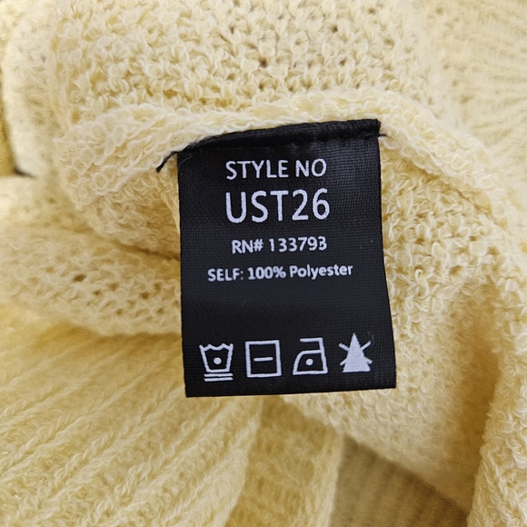 NWT POL Yellow Daisy Oversize Knit Sweater Women's Medium V-Neck Hippie Bohemian - Picture 4 of 8